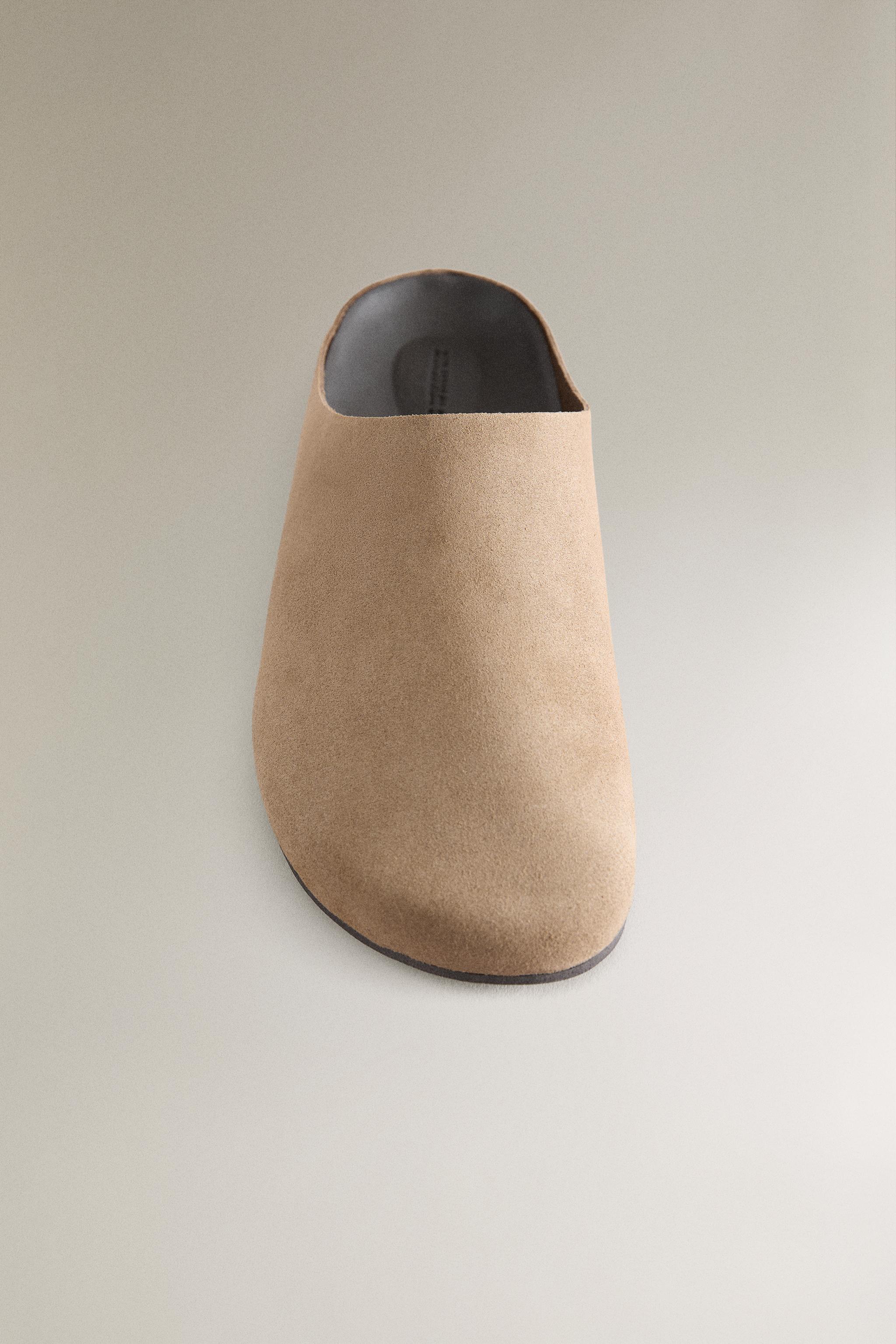 LEATHER SPLIT SUEDE MULE CLOG SLIPPERS